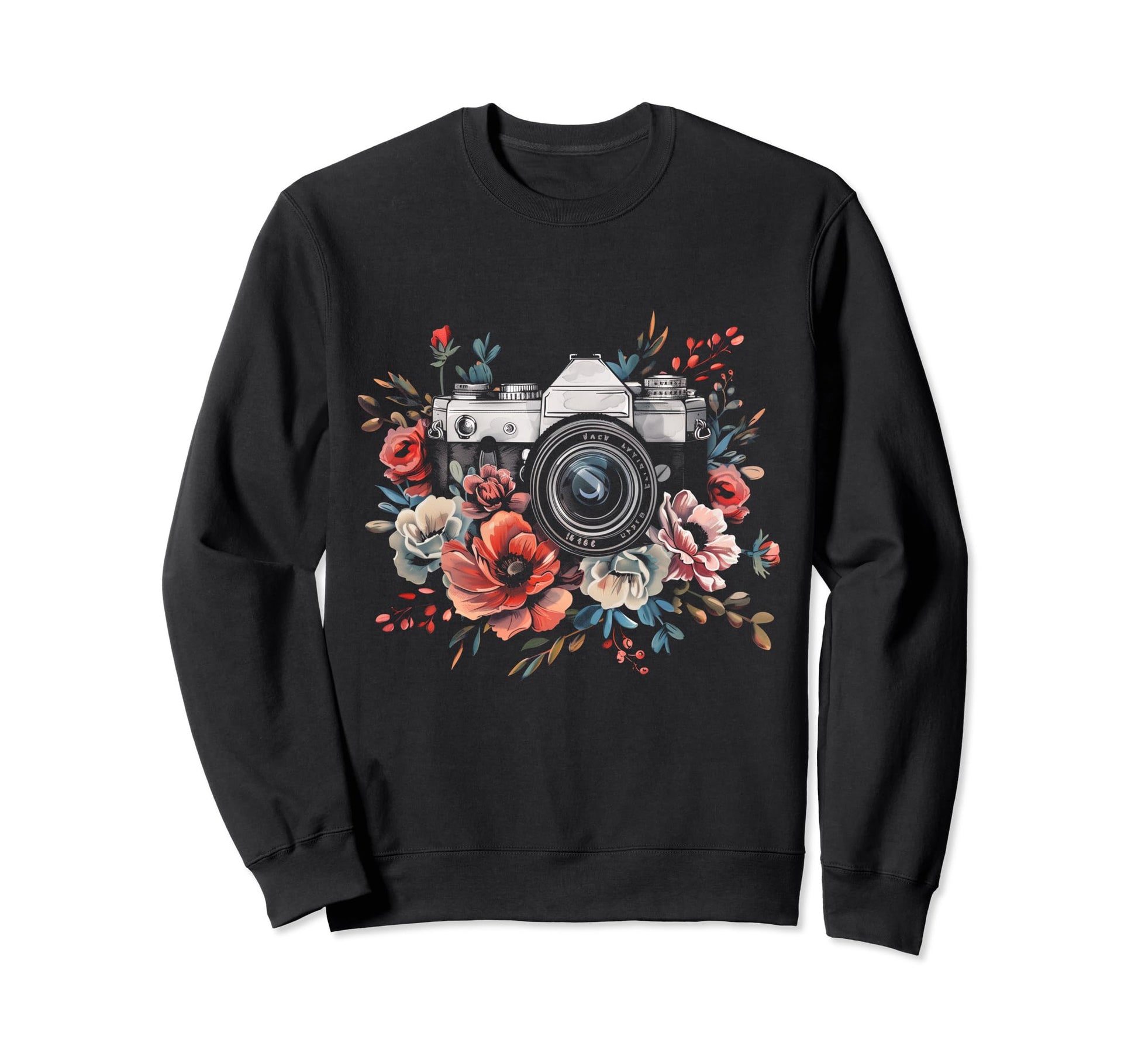 Photographer Camera Flowers Sweatshirt - Fun Novelty Design Men Women - T-Shirt, Sweatshirt, Hoodie