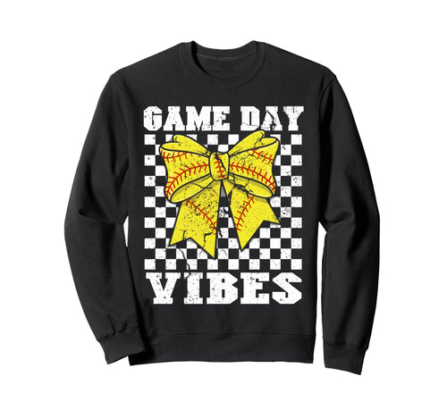 Game Day Vibes Coquette Bow Softball Sweatshirt - Minimalist Print Unisex - T-Shirt, Sweatshirt, Hoodie