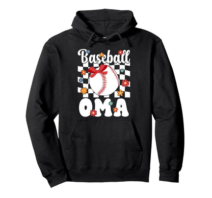 Baseball Oma Groovy Oma Baseball Player Hoodie - Novelty Apparel Men Women - T-Shirt, Sweatshirt, Hoodie