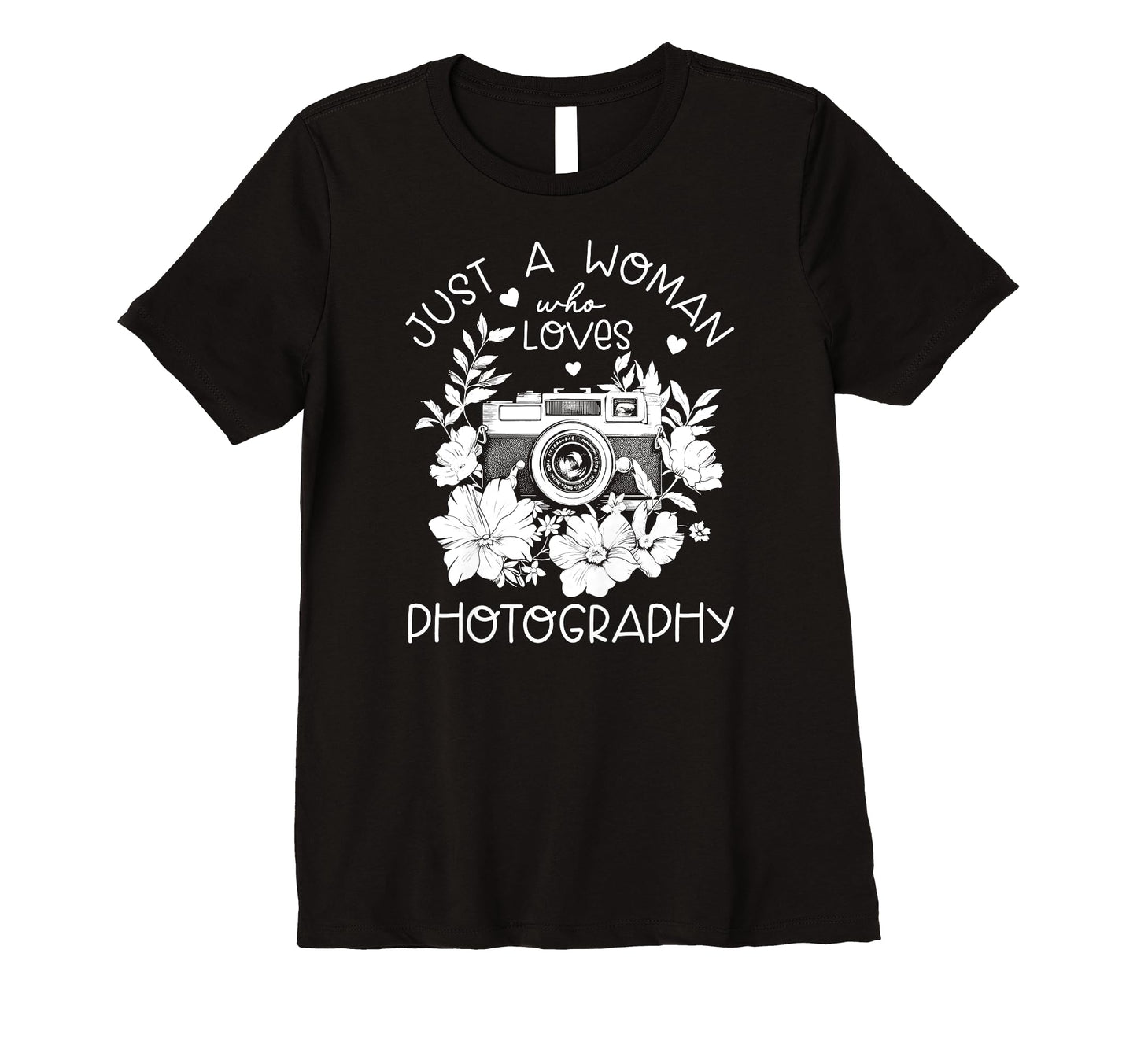 Womens Photographer Camera Flowers T-Shirt - Graphic Print for Adults - T-Shirt, Sweatshirt, Hoodie