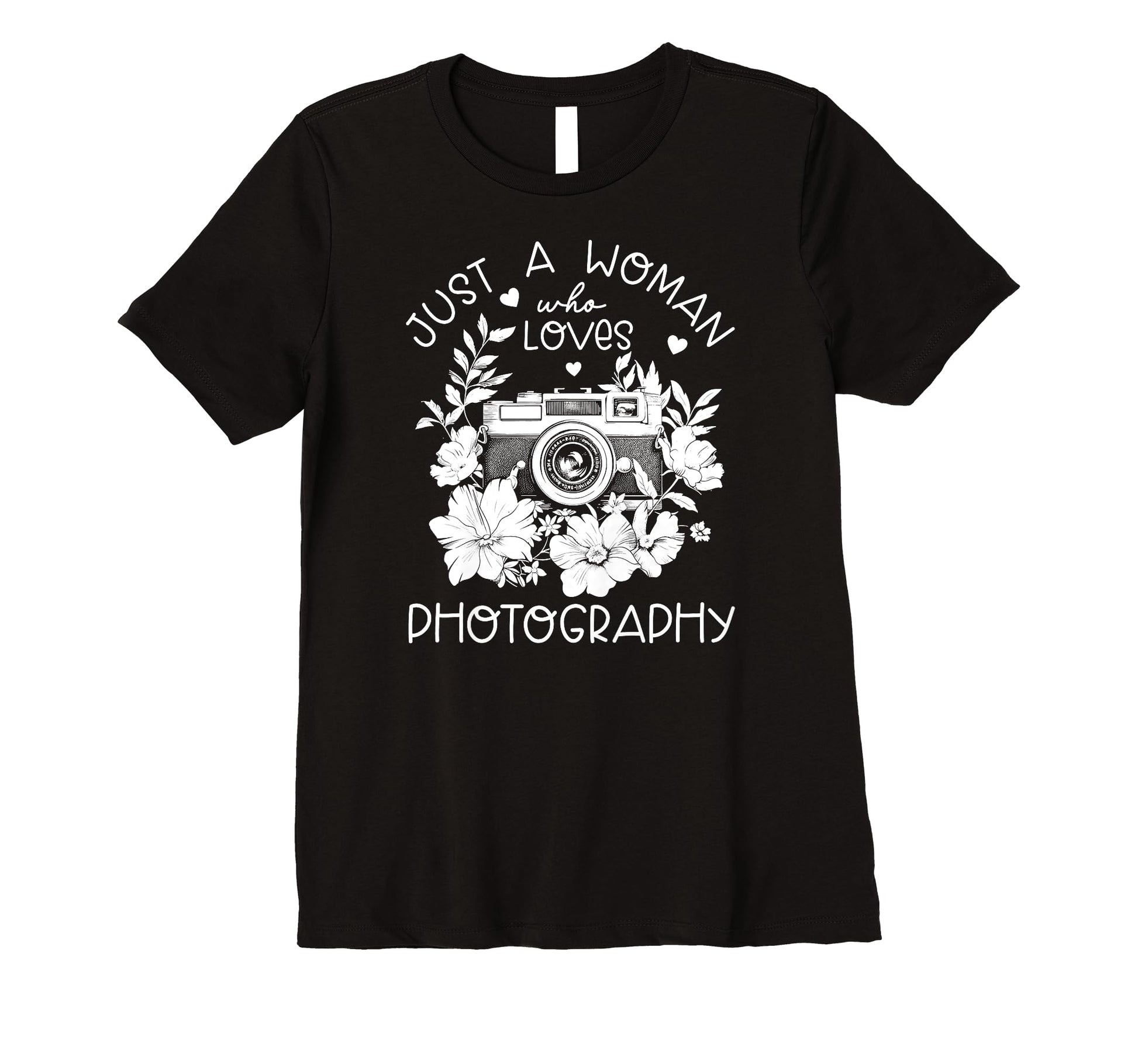 Womens Photographer Camera Flowers T-Shirt - Graphic Print for Adults - T-Shirt, Sweatshirt, Hoodie