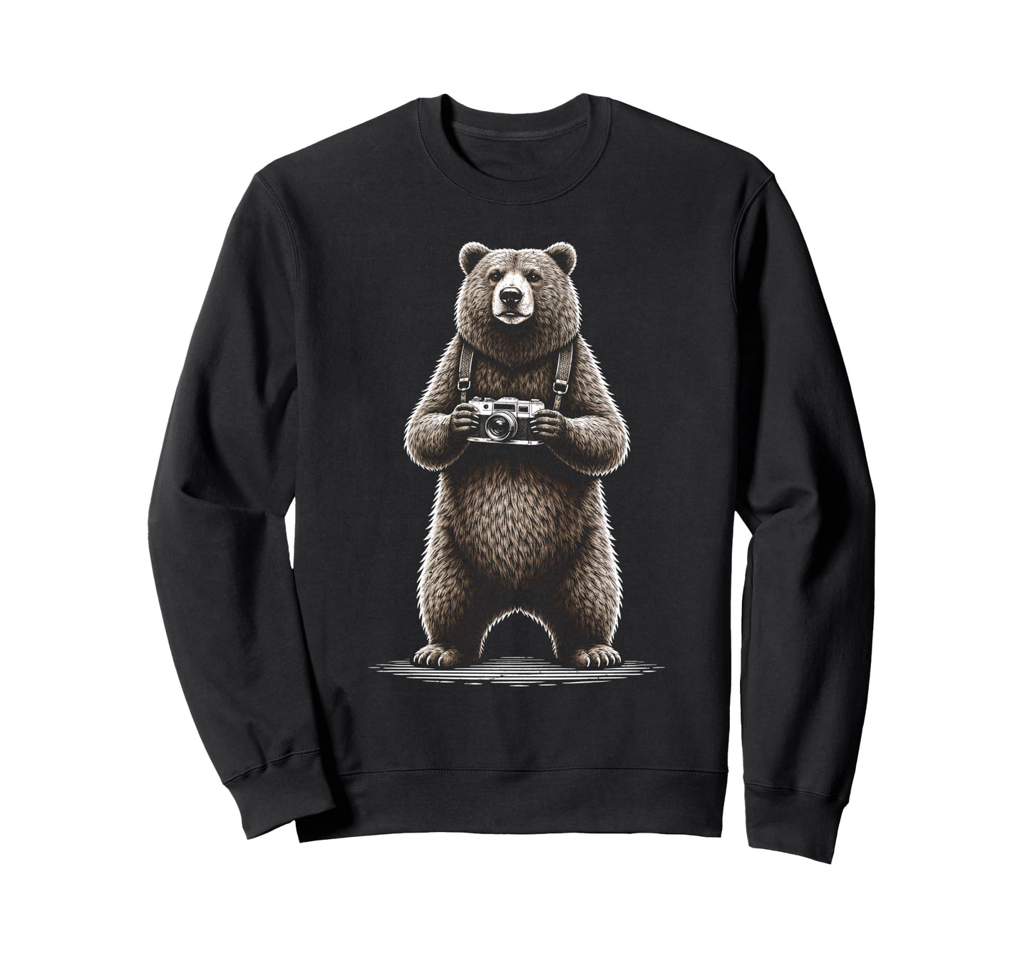 Funny Bear Photographer Camera Sweatshirt - Minimalist Print Unisex - T-Shirt, Sweatshirt, Hoodie