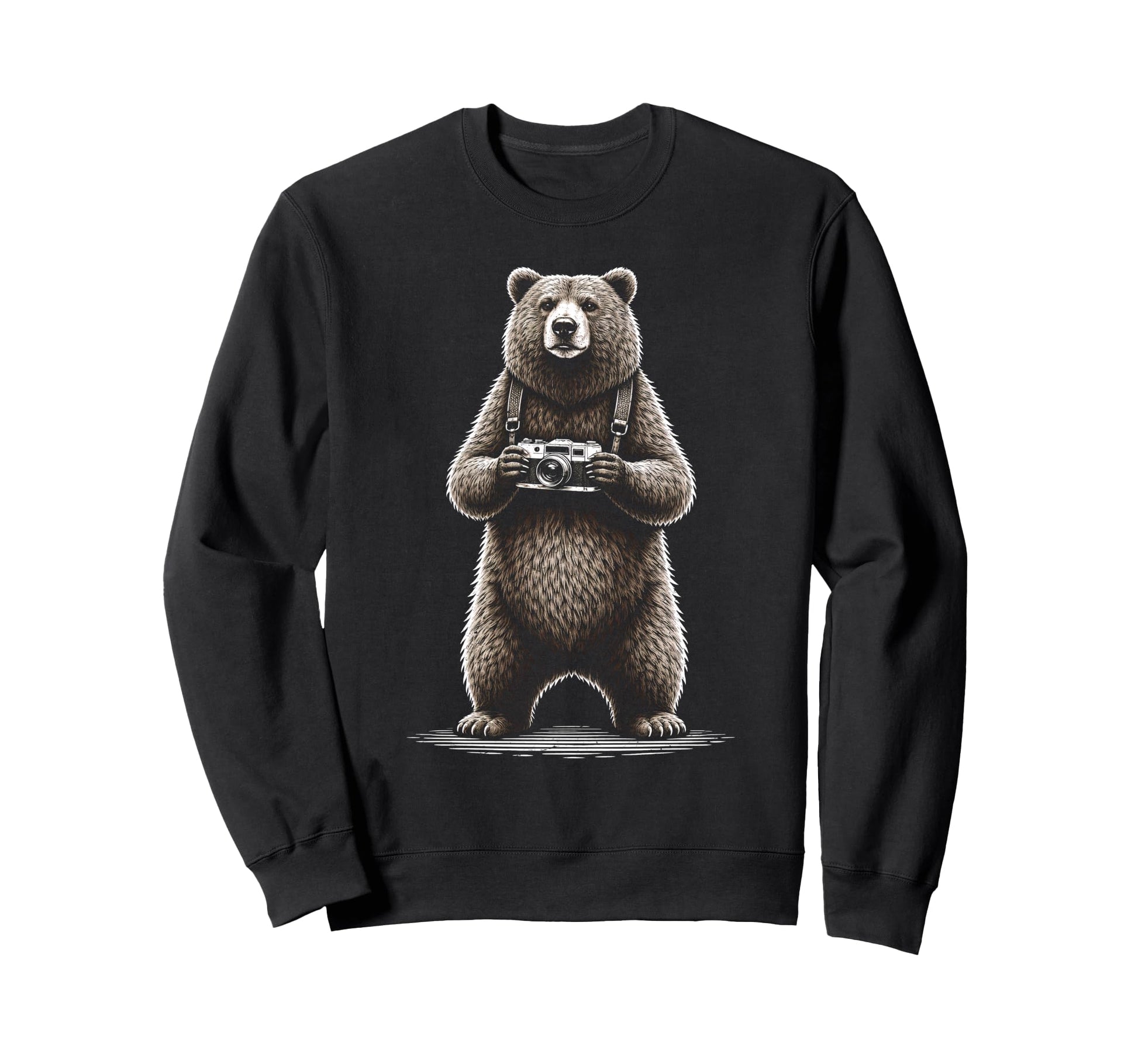 Funny Bear Photographer Camera Sweatshirt - Minimalist Print Unisex - T-Shirt, Sweatshirt, Hoodie