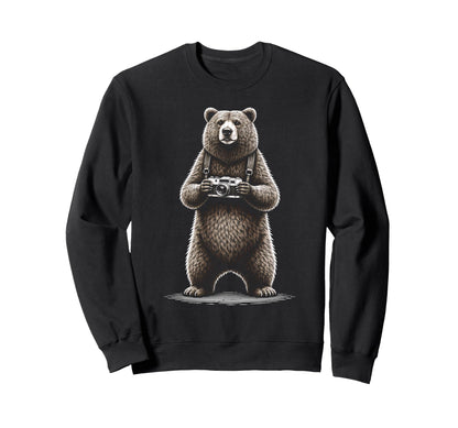 Funny Bear Photographer Camera Sweatshirt - Minimalist Print Unisex - T-Shirt, Sweatshirt, Hoodie