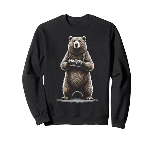 Funny Bear Photographer Camera Sweatshirt - Minimalist Print Unisex - T-Shirt, Sweatshirt, Hoodie