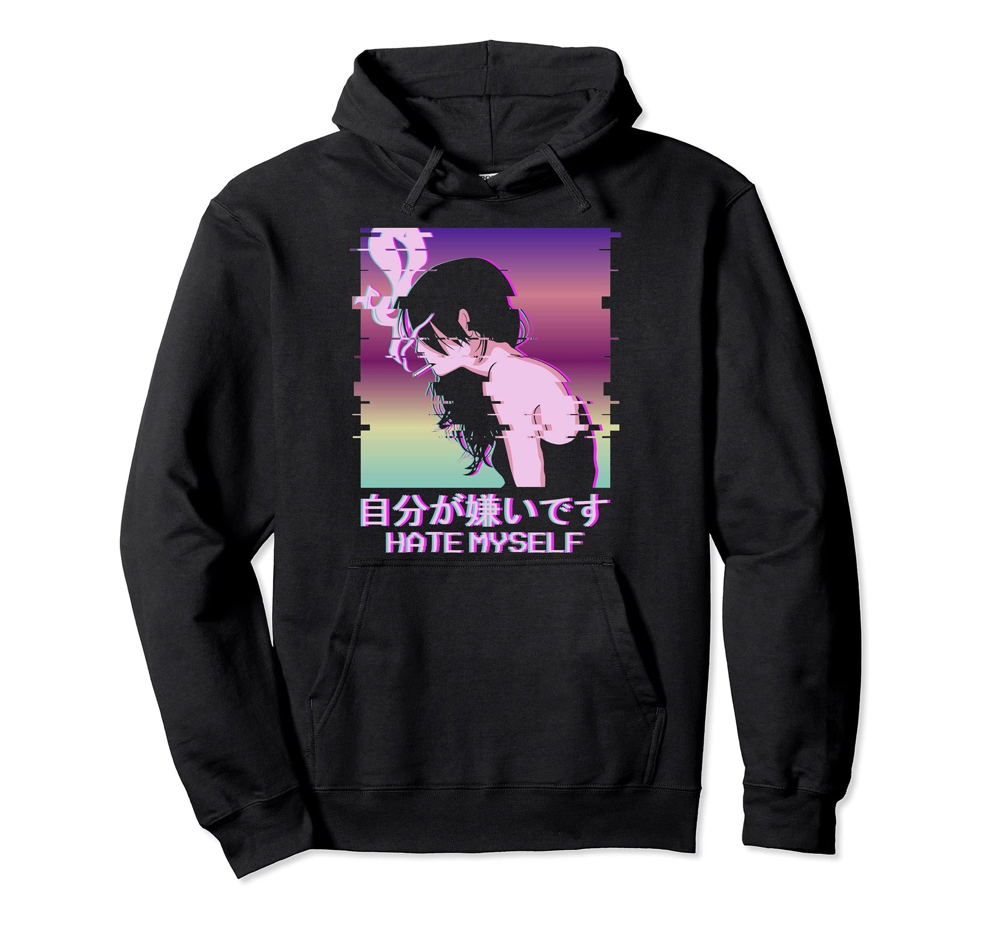 Hate Myself Lofi Vaporwave Alt Indie Hoodie - Custom Art Print Unisex - T-Shirt, Sweatshirt, Hoodie