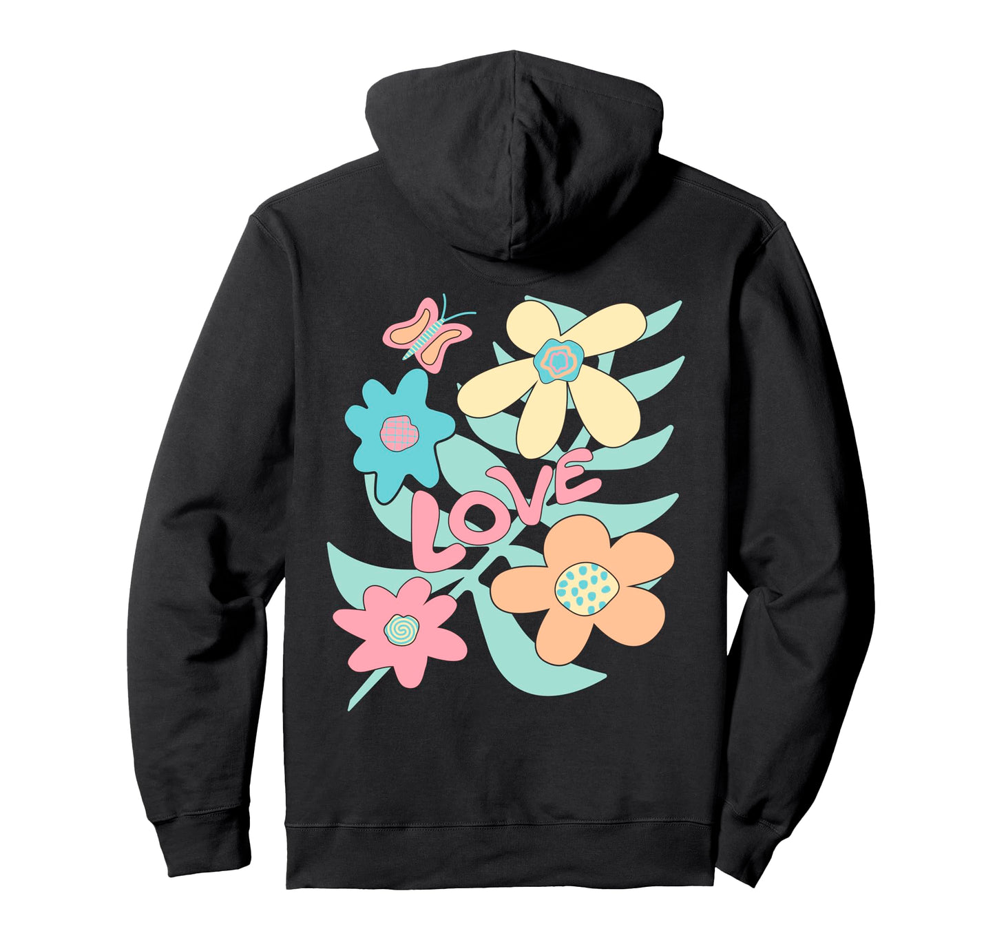 Boho Flowers Back Side Hoodie - Streetwear Style Unisex - T-Shirt, Sweatshirt, Hoodie