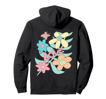 Boho Flowers Back Side Hoodie - Streetwear Style Unisex - T-Shirt, Sweatshirt, Hoodie
