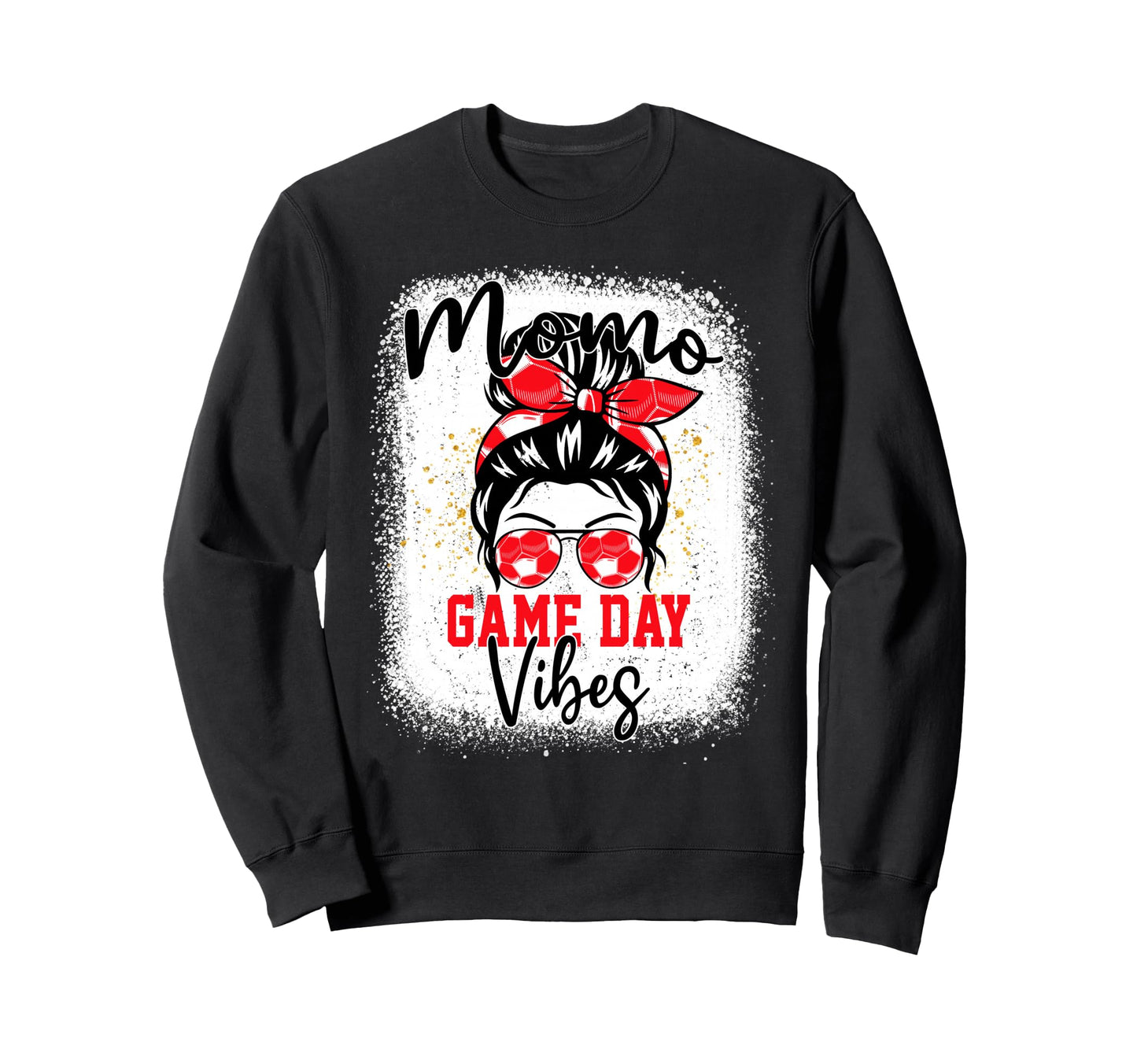 Soccer Momo Bleached Bun Mothers Sweatshirt - Trendy Graphic for Adults - T-Shirt, Sweatshirt, Hoodie