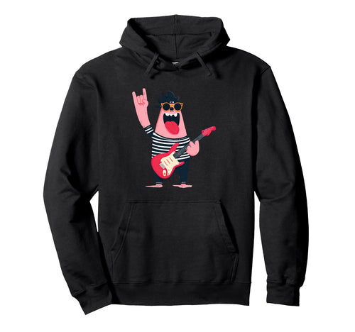 Funny Rock Monster Cartoon Guitar Hoodie - Fun Novelty Design Men Women - T-Shirt, Sweatshirt, Hoodie