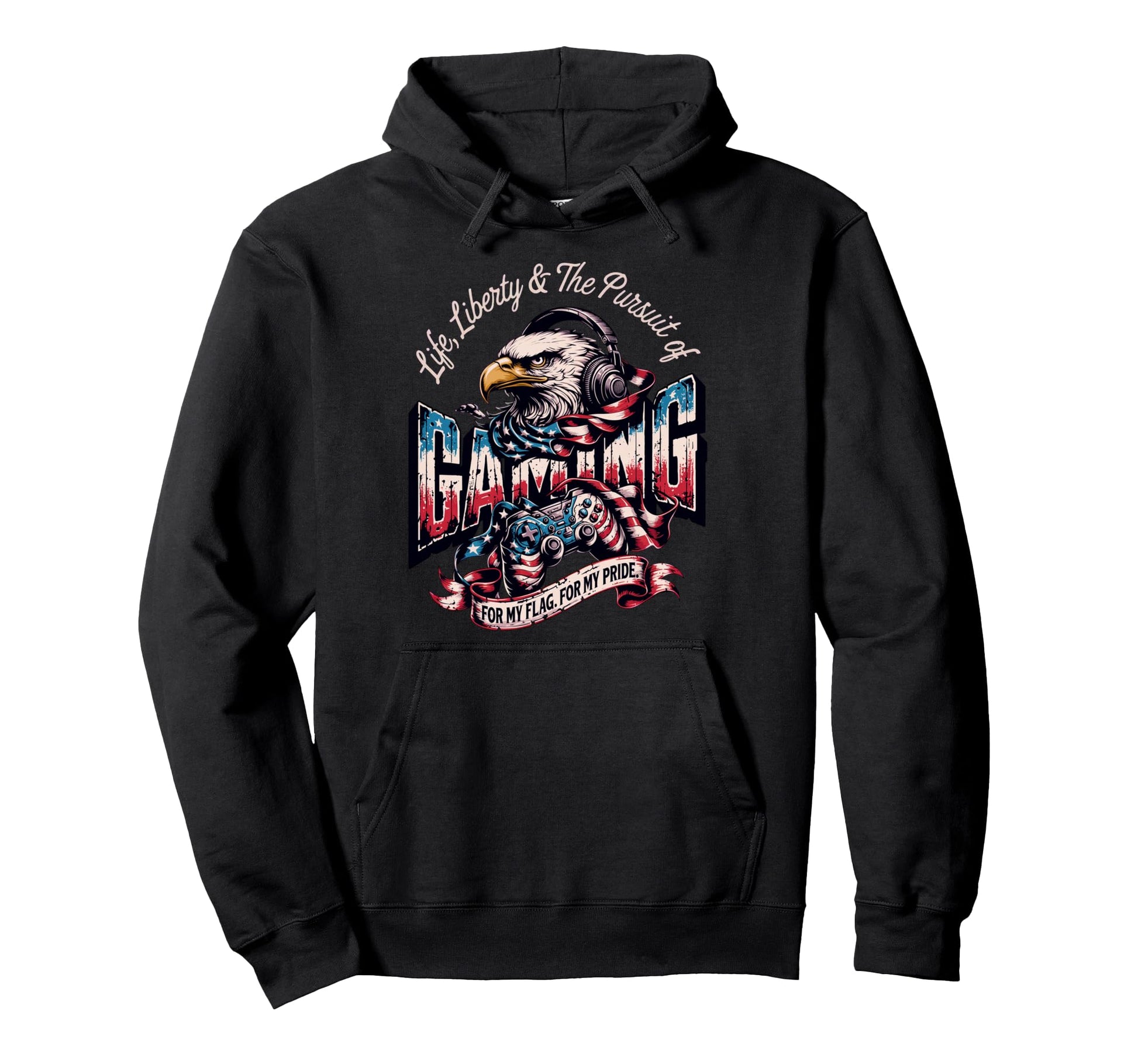 Patriotic Usa Gamer Usa Flag Proud Hoodie - Unique Graphic for Adults - T-Shirt, Sweatshirt, Hoodie
