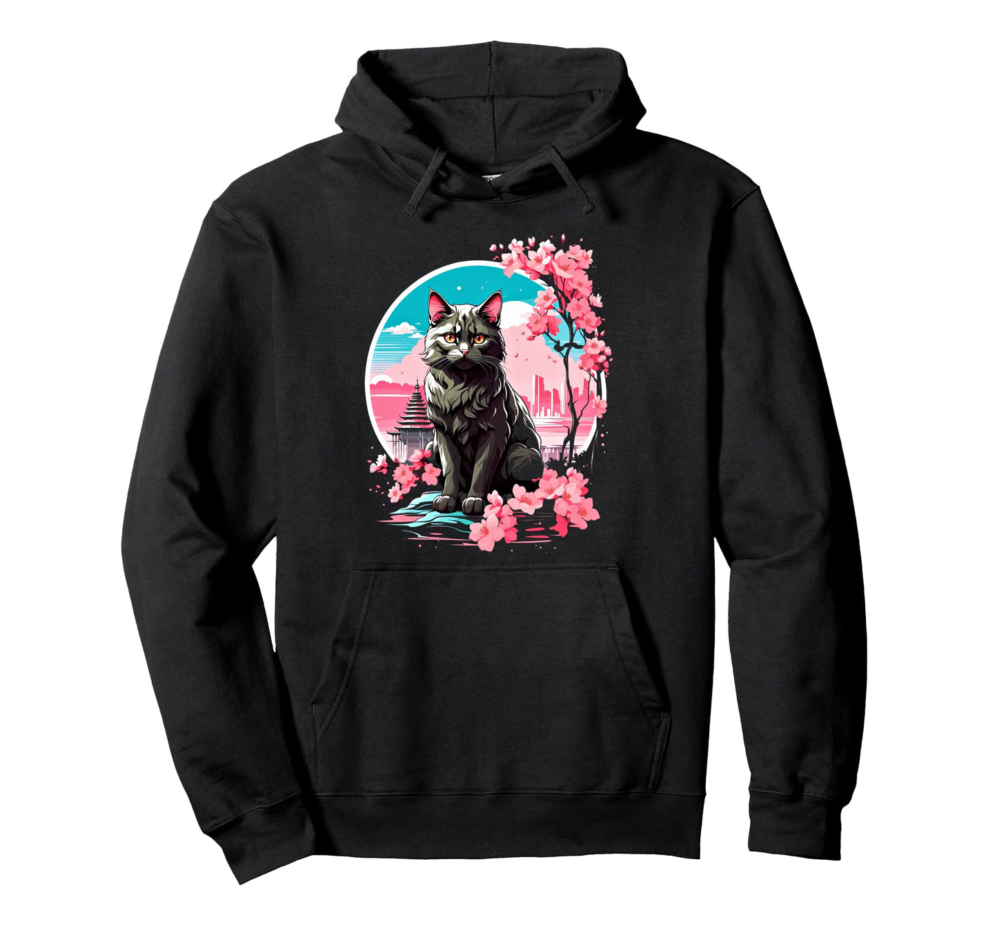 Anime Cat Japanese Aesthetic Japan Hoodie - Fun Novelty Design Men Women - T-Shirt, Sweatshirt, Hoodie