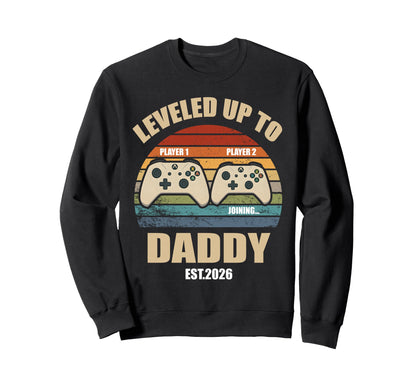 Leveled Up To Daddy Sunset Gamer Sweatshirt - Graphic Print for Adults - T-Shirt, Sweatshirt, Hoodie