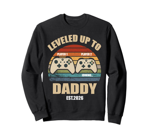 Leveled Up To Daddy Sunset Gamer Sweatshirt - Graphic Print for Adults - T-Shirt, Sweatshirt, Hoodie