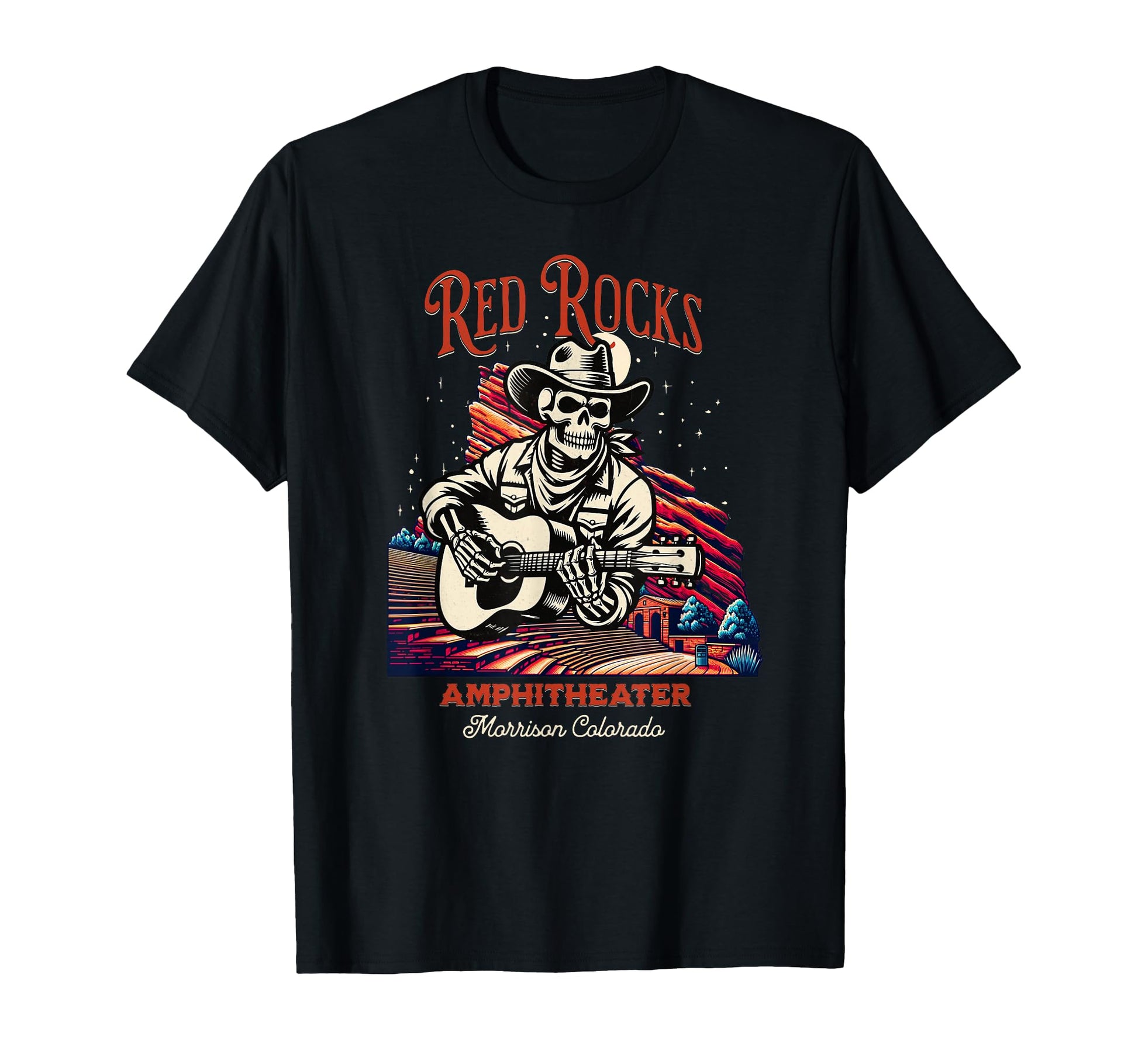 Red Rocks Amphitheater Skeleton T-Shirt - Novelty Apparel Men Women - T-Shirt, Sweatshirt, Hoodie