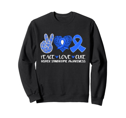 Peace Love Cure Usher Syndrome Sweatshirt - Unique Graphic for Adults - T-Shirt, Sweatshirt, Hoodie