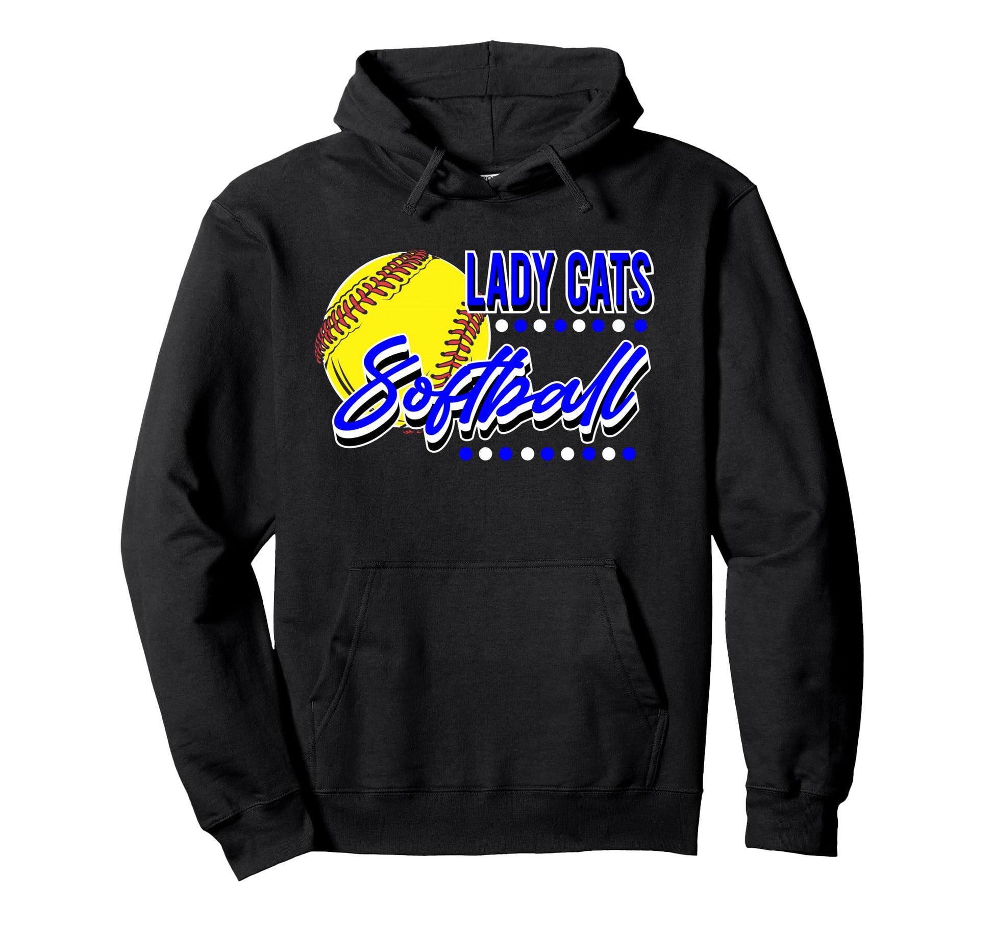 Lady Cats Softball Mom Game Day Blue Lady Hoodie - Unique Graphic Unisex - T-Shirt, Sweatshirt, Hoodie