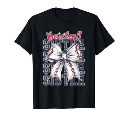 Baseball Sister Coquette Bow T-Shirt - Unique Graphic Men Women - T-Shirt, Sweatshirt, Hoodie