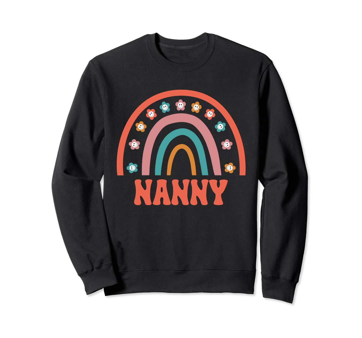 Nanny Groovy Grandma Rainbow Sweatshirt - Fun Novelty Design for Adults - T-Shirt, Sweatshirt, Hoodie