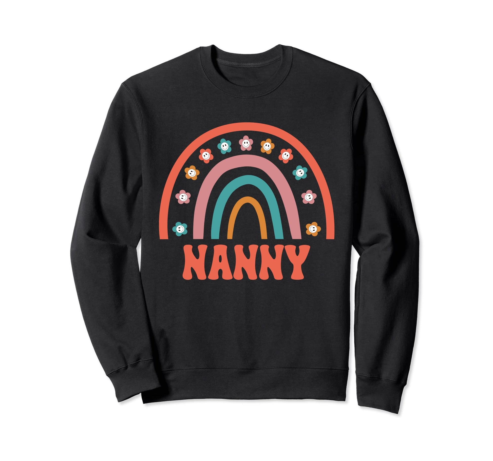 Nanny Groovy Grandma Rainbow Sweatshirt - Fun Novelty Design for Adults - T-Shirt, Sweatshirt, Hoodie