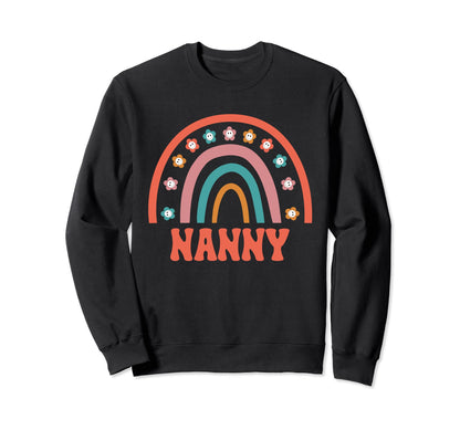 Nanny Groovy Grandma Rainbow Sweatshirt - Fun Novelty Design for Adults - T-Shirt, Sweatshirt, Hoodie