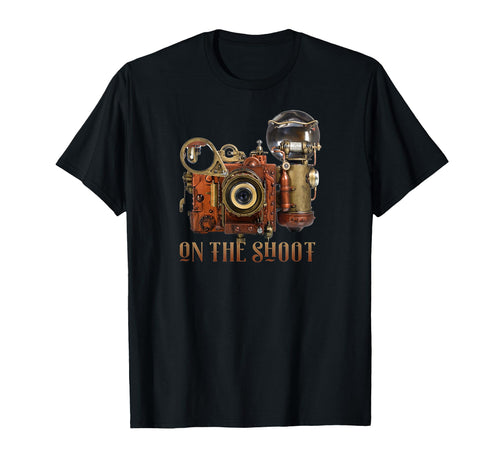 Flashbulb Steampunk Camera Photography T-Shirt - Novelty Apparel Men Women - T-Shirt, Sweatshirt, Hoodie