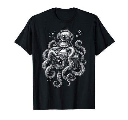 Photographer Octopus Camera Art T-Shirt - Streetwear Style Men Women - T-Shirt, Sweatshirt, Hoodie