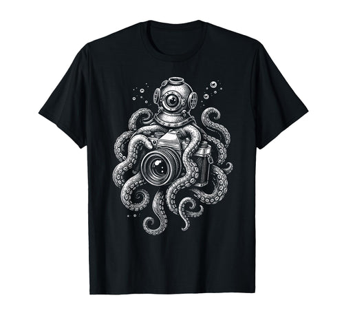 Photographer Octopus Camera Art T-Shirt - Streetwear Style Men Women - T-Shirt, Sweatshirt, Hoodie