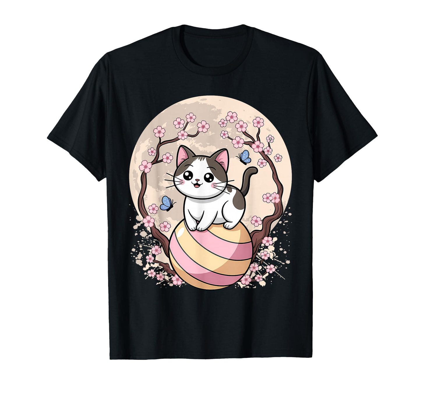 Cherry Blossom Tree Cat Japanese T-Shirt - Unique Graphic for Adults - T-Shirt, Sweatshirt, Hoodie