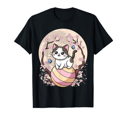 Cherry Blossom Tree Cat Japanese T-Shirt - Unique Graphic for Adults - T-Shirt, Sweatshirt, Hoodie