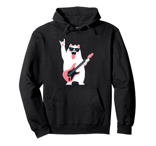 Funny Rock Dog Guitar Playing Animal Hoodie - Trendy Graphic Unisex - T-Shirt, Sweatshirt, Hoodie