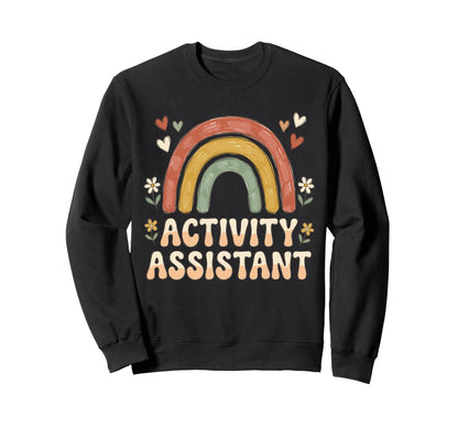 Activity Assistant Boho Rainbow Heart Sweatshirt - Unique Graphic Unisex - T-Shirt, Sweatshirt, Hoodie