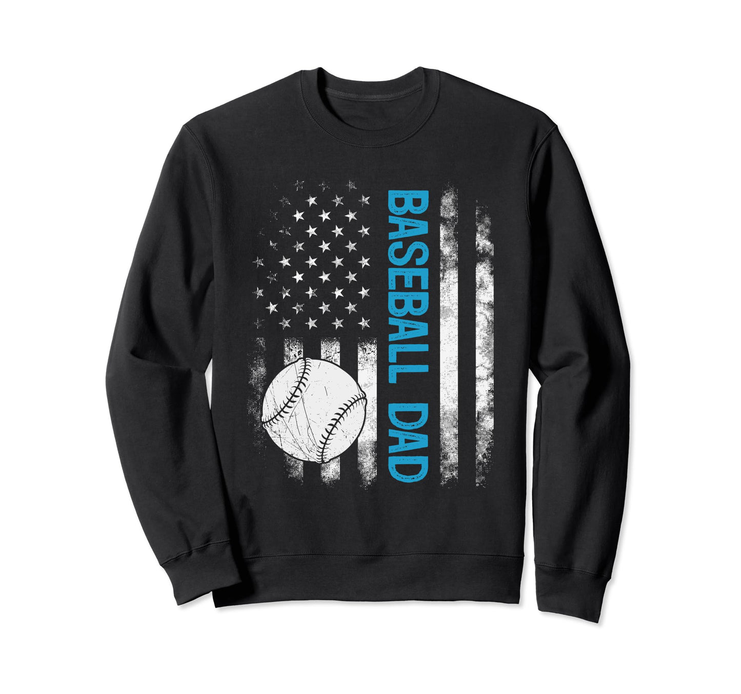 Baseball Dad American Flag Sweatshirt - Aesthetic Graphic for Adults - T-Shirt, Sweatshirt, Hoodie