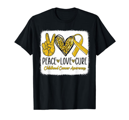 Peace Love Cure Childhood Cancer T-Shirt - Trendy Graphic Men Women - T-Shirt, Sweatshirt, Hoodie