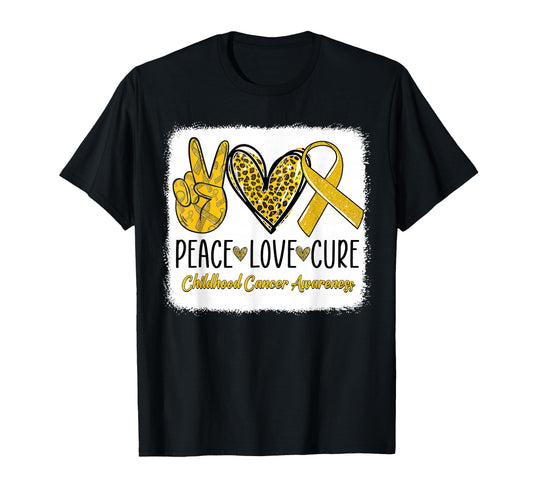 Peace Love Cure Childhood Cancer T-Shirt - Trendy Graphic Men Women - T-Shirt, Sweatshirt, Hoodie