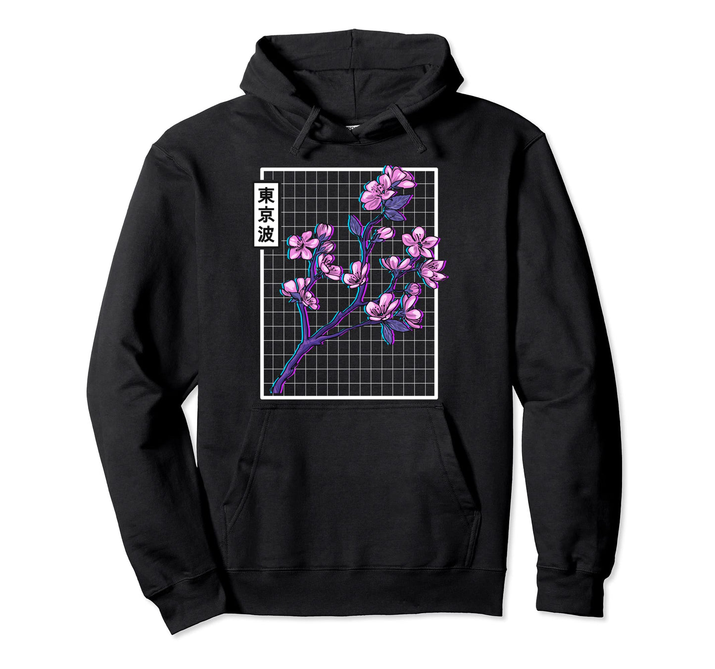 Cherry Blossom Grid Vaporwave Aesthetic Hoodie - Streetwear Style Unisex - T-Shirt, Sweatshirt, Hoodie