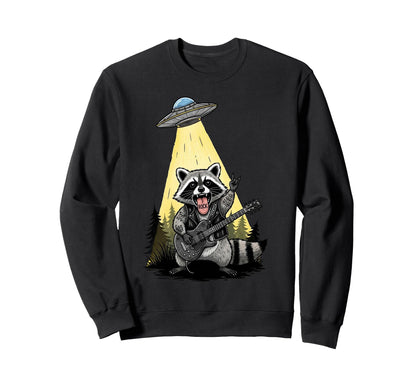 Space Rock Scifi Raccoon Guitar Sweatshirt - Streetwear Style Men Women - T-Shirt, Sweatshirt, Hoodie