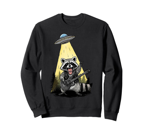 Space Rock Scifi Raccoon Guitar Sweatshirt - Streetwear Style Men Women - T-Shirt, Sweatshirt, Hoodie