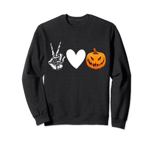 Halloween Skeleton Peace Love And Sweatshirt - Aesthetic Graphic Unisex - T-Shirt, Sweatshirt, Hoodie