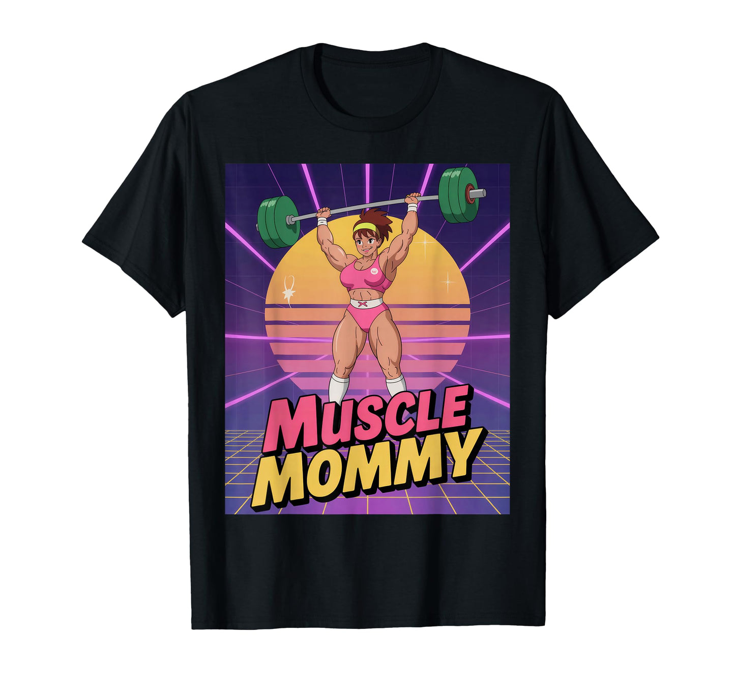 Anime Muscle Mommy Weightlifting T-Shirt - Minimalist Print Men Women - T-Shirt, Sweatshirt, Hoodie