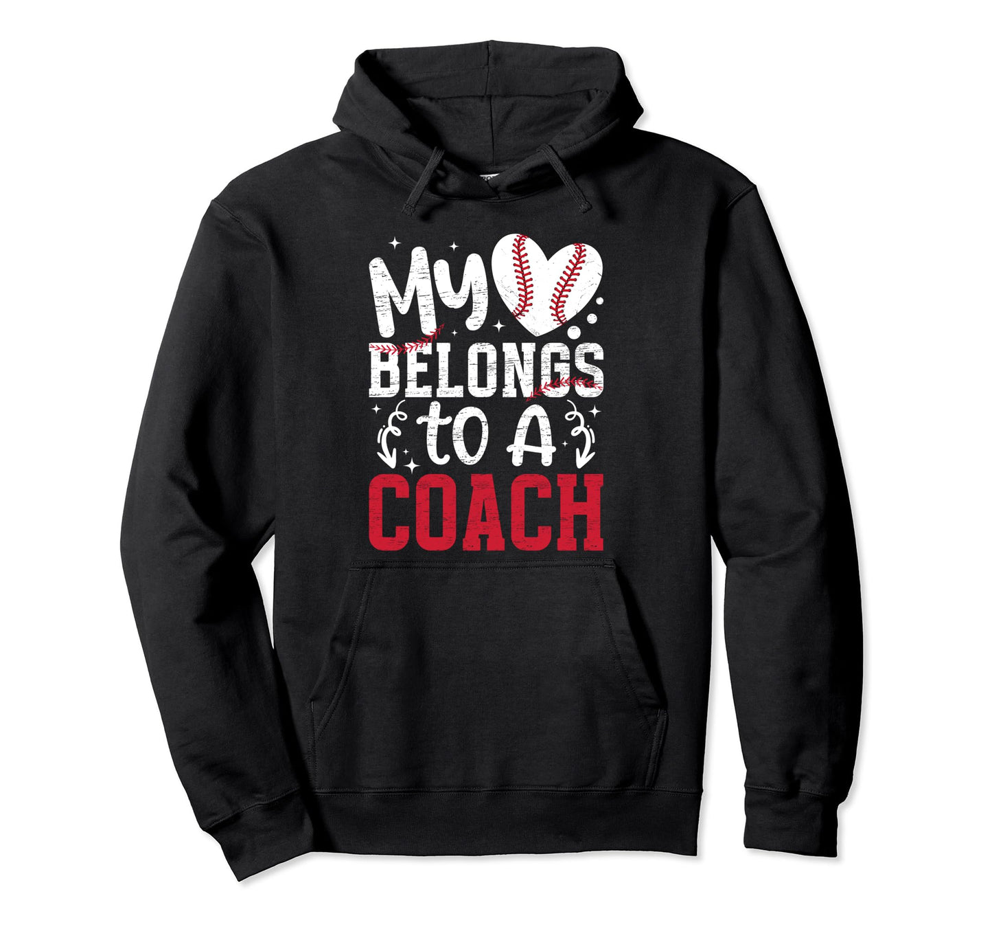 My Heart Belongs To Baseball Coach Hoodie - Minimalist Print Men Women - T-Shirt, Sweatshirt, Hoodie