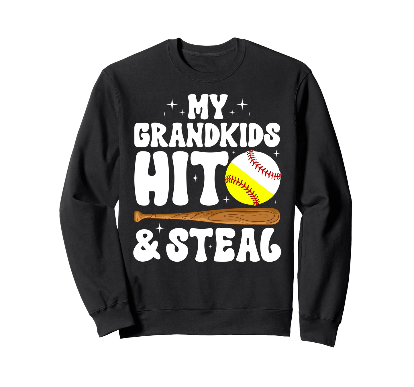 Softball Baseball Grandma Groovy Sweatshirt - Fun Novelty Design Men Women - T-Shirt, Sweatshirt, Hoodie