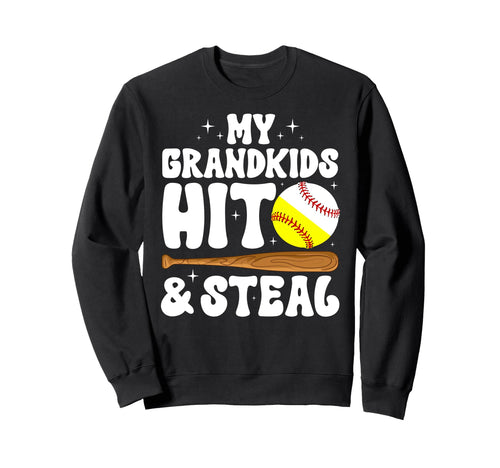 Softball Baseball Grandma Groovy Sweatshirt - Fun Novelty Design Men Women - T-Shirt, Sweatshirt, Hoodie
