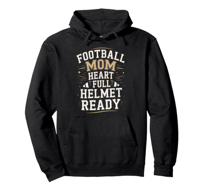 Football Mom Heart Full Helmet Ready Hoodie - Minimalist Print Men Women - T-Shirt, Sweatshirt, Hoodie