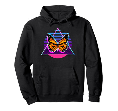 Retrofuturistic Vaporwave Butterfly Hoodie - Casual Everyday Wear Unisex - T-Shirt, Sweatshirt, Hoodie