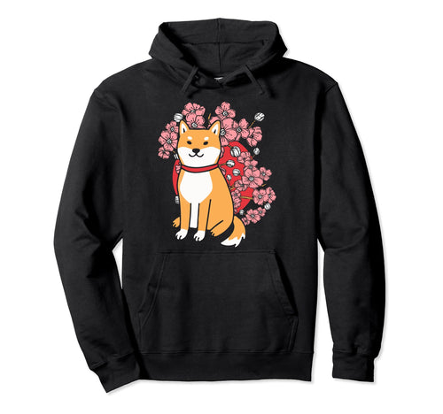 Sakura Flower Japanese Shiba Inu Cherry Hoodie - Graphic Print Unisex - T-Shirt, Sweatshirt, Hoodie