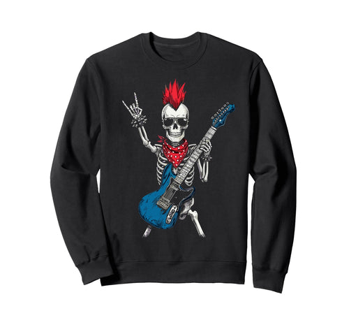 Funny Skeleton Playing Guitar Usa Sweatshirt - Trendy Graphic Unisex - T-Shirt, Sweatshirt, Hoodie