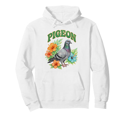 Pigeon Groovy Floral Pigeon Watercolor Boho Hoodie - Unique Graphic Unisex - T-Shirt, Sweatshirt, Hoodie