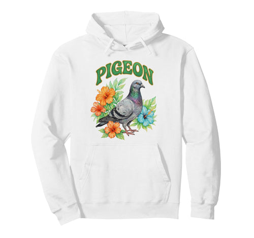 Pigeon Groovy Floral Pigeon Watercolor Boho Hoodie - Unique Graphic Unisex - T-Shirt, Sweatshirt, Hoodie