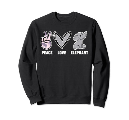 Peace Love Elephant Sweatshirt - Streetwear Style for Adults - T-Shirt, Sweatshirt, Hoodie